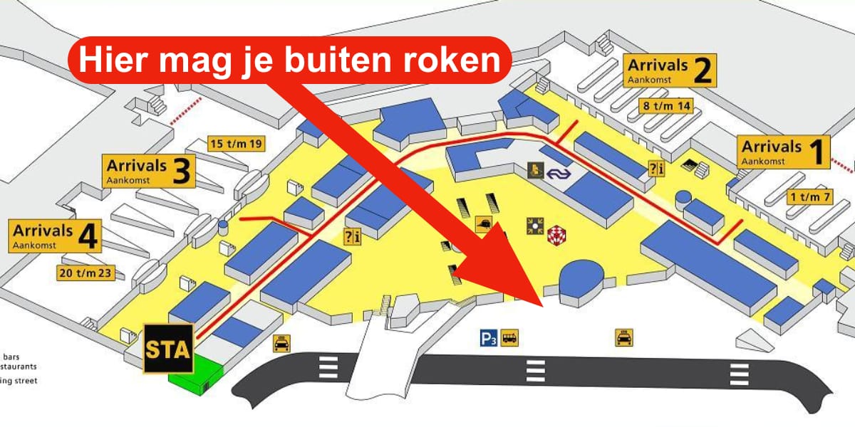 Hier mag je wel roken op Schiphol